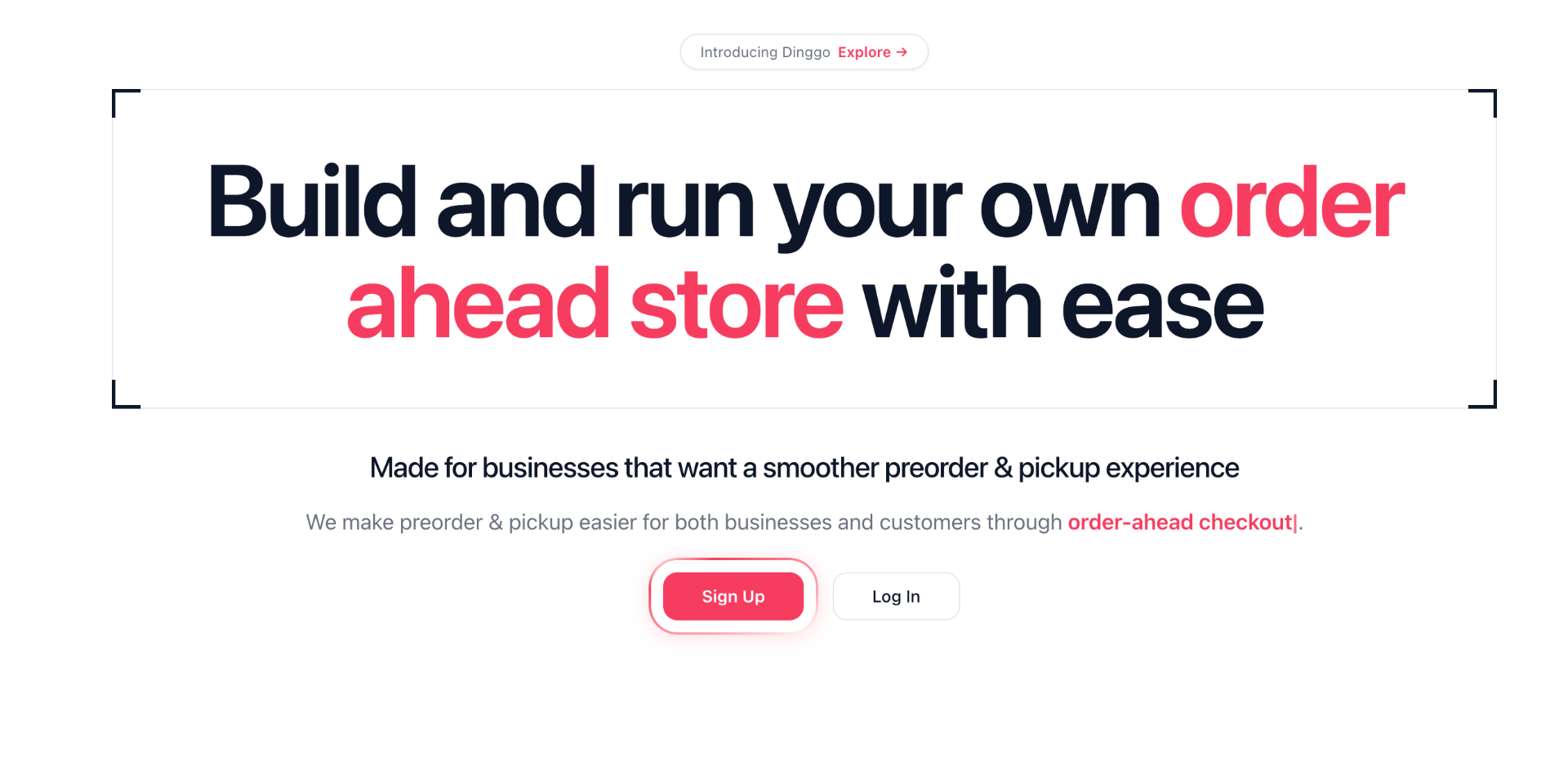 Dinggo landing page hero